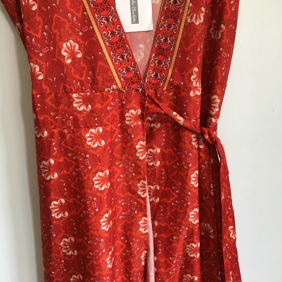 Charlie Charlie Charlotte Cap Sleeve V-neck Front Slit Fit & Flare Dress Size S - Picture 2 of 15